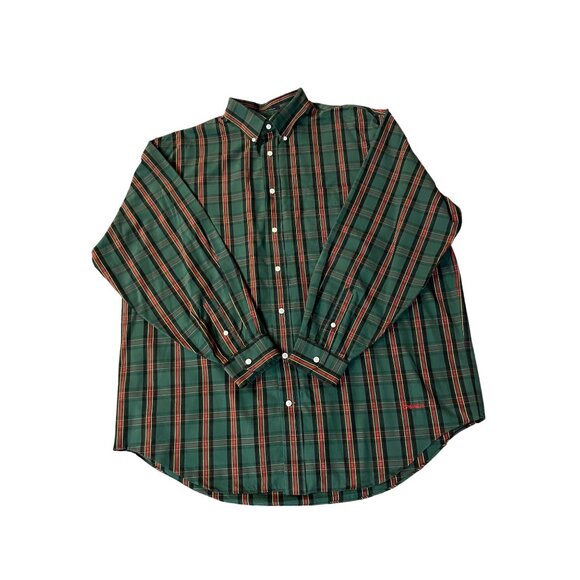 Daniel Cremieux Shirt Mens XL Used Plaid Cotton Button Down Green Red - Picture 3 of 15